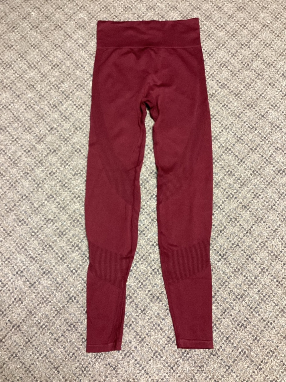 PINK Victoria’s Secret Maroon Ribbed Performance Leggings Size XS
